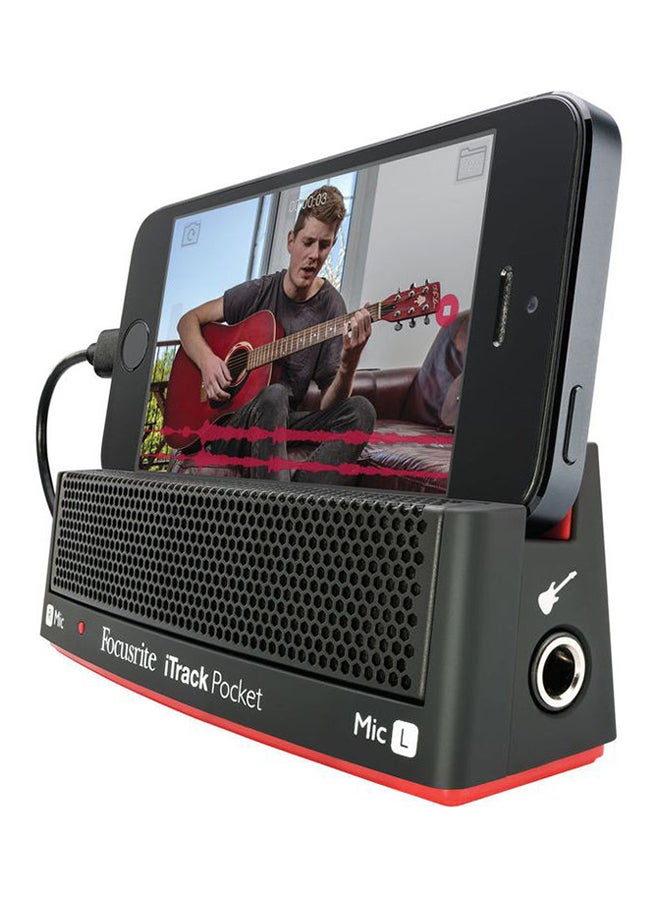 Focusrite iTrack Pocket Portable Stereo Microphone And Guitar Input Black/Red - Image 3