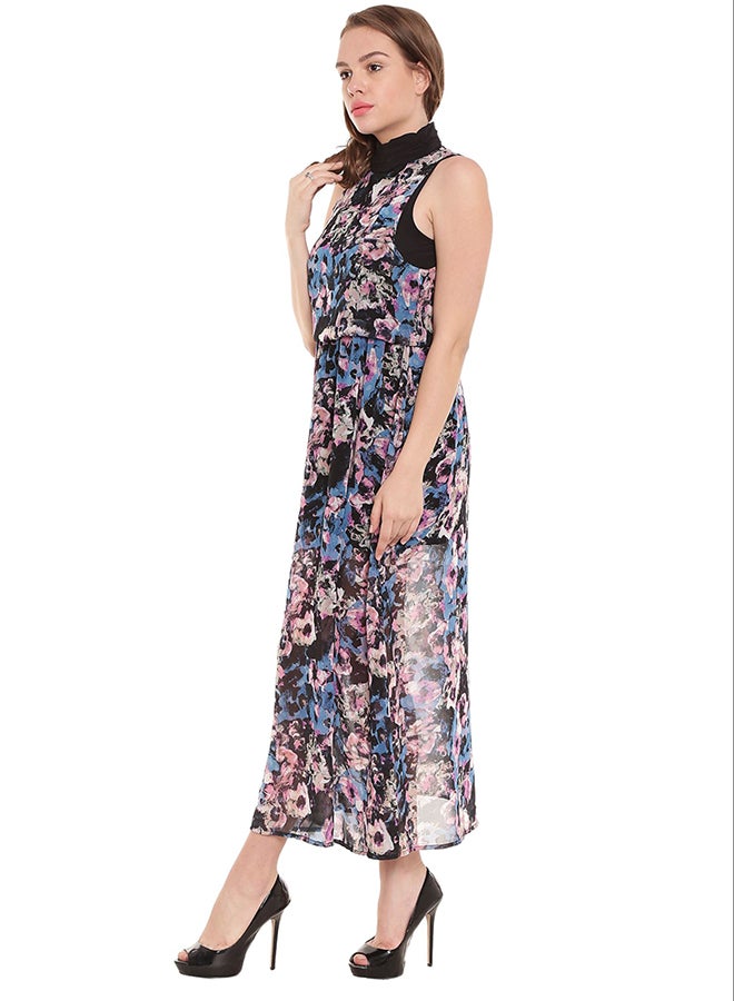 THE VANCA - Waist Gathers Maxi Dress Multicolour - Image 1