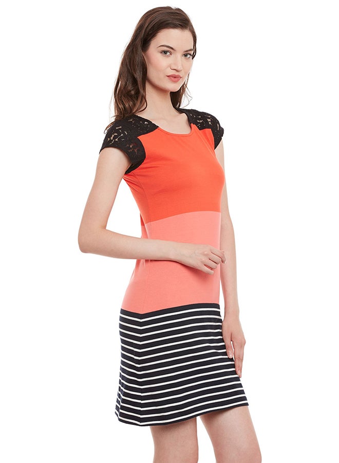 THE VANCA Cap Sleeve Block Print Short Dress Multicolour  - Image 3