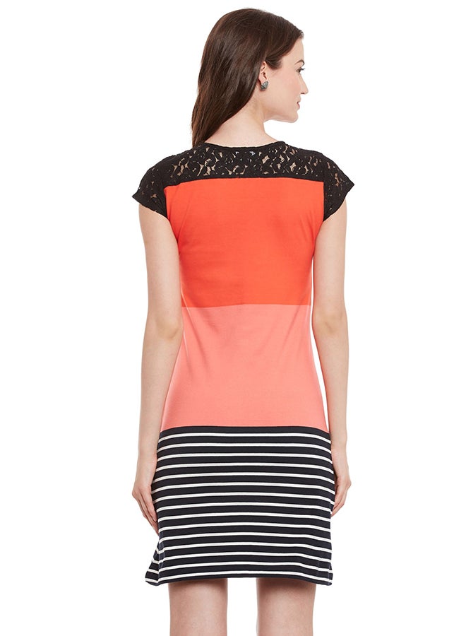 THE VANCA Cap Sleeve Block Print Short Dress Multicolour  - Image 2