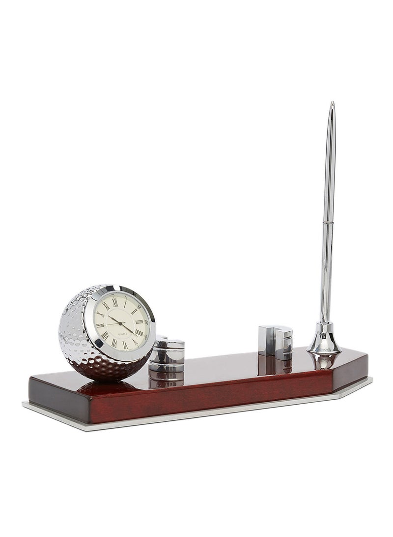 Table Clock With And Card Holder Brown  - Image 2