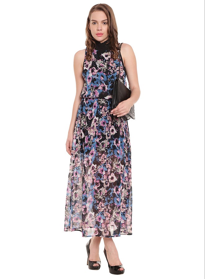 THE VANCA - Waist Gathers Maxi Dress Multicolour - Image 1