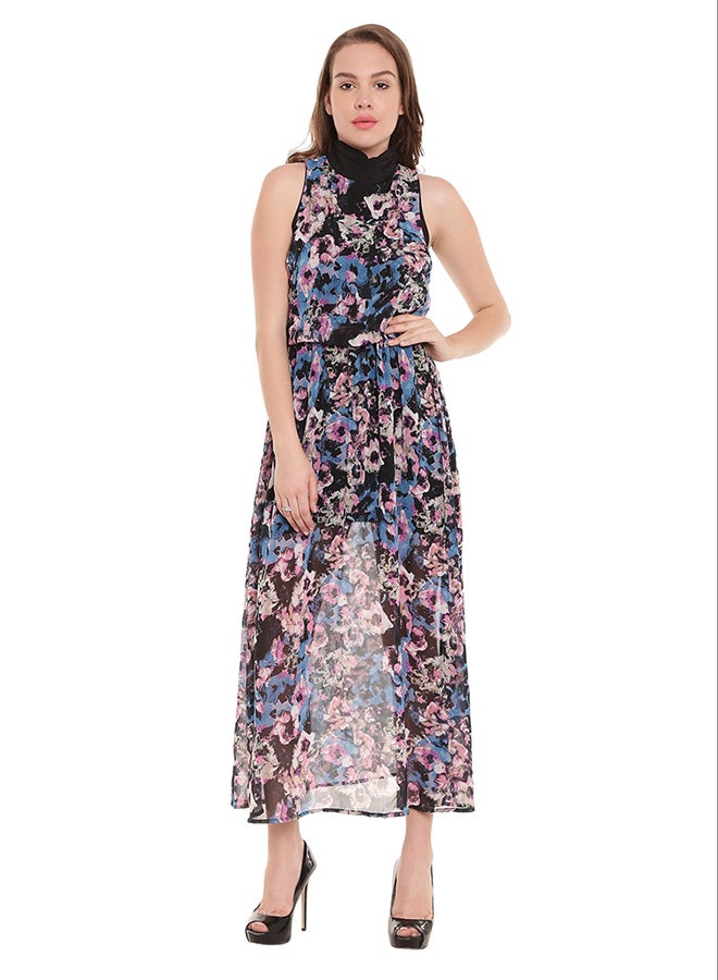 THE VANCA - Waist Gathers Maxi Dress Multicolour - Image 1