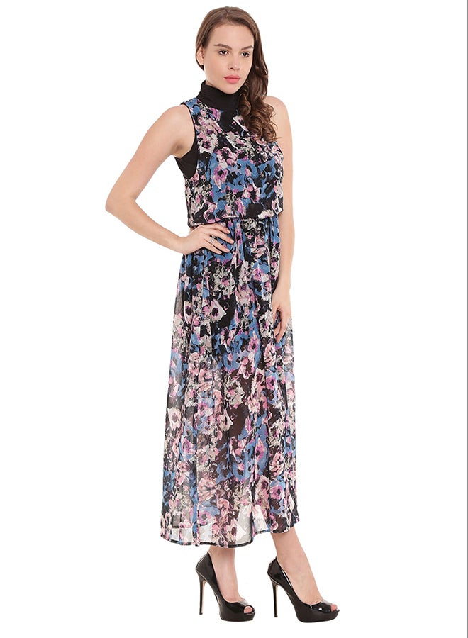THE VANCA - Waist Gathers Maxi Dress Multicolour - Image 1