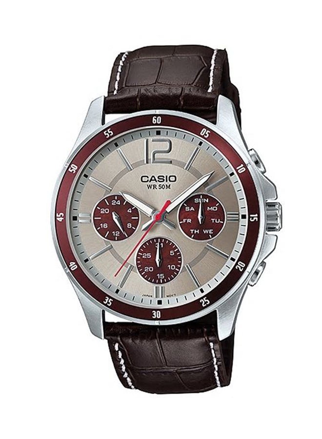 CASIO Men's Water Resistant Chronograph Watch MTP-1374L-7A1 - 44 mm - Brown  - Image 1
