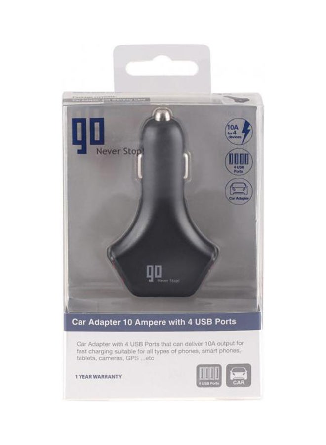 GO Car Adapter 10 Ampere With 4 USB Ports Black  - Image 2