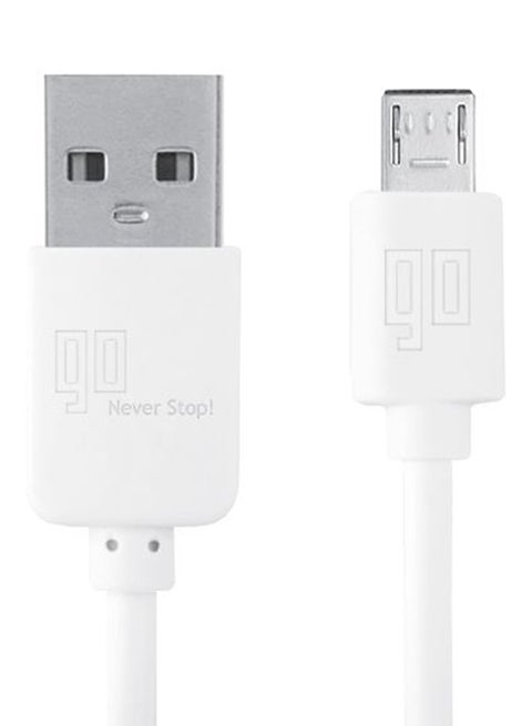 كابل مايكرو USB لمزامنة البيانات والشحن بقوة 2.4 أمبير أبيض