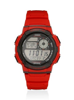 Men's Rubber Digital Wrist Watch AE-1000W-4AVDF - 44 mm - Red