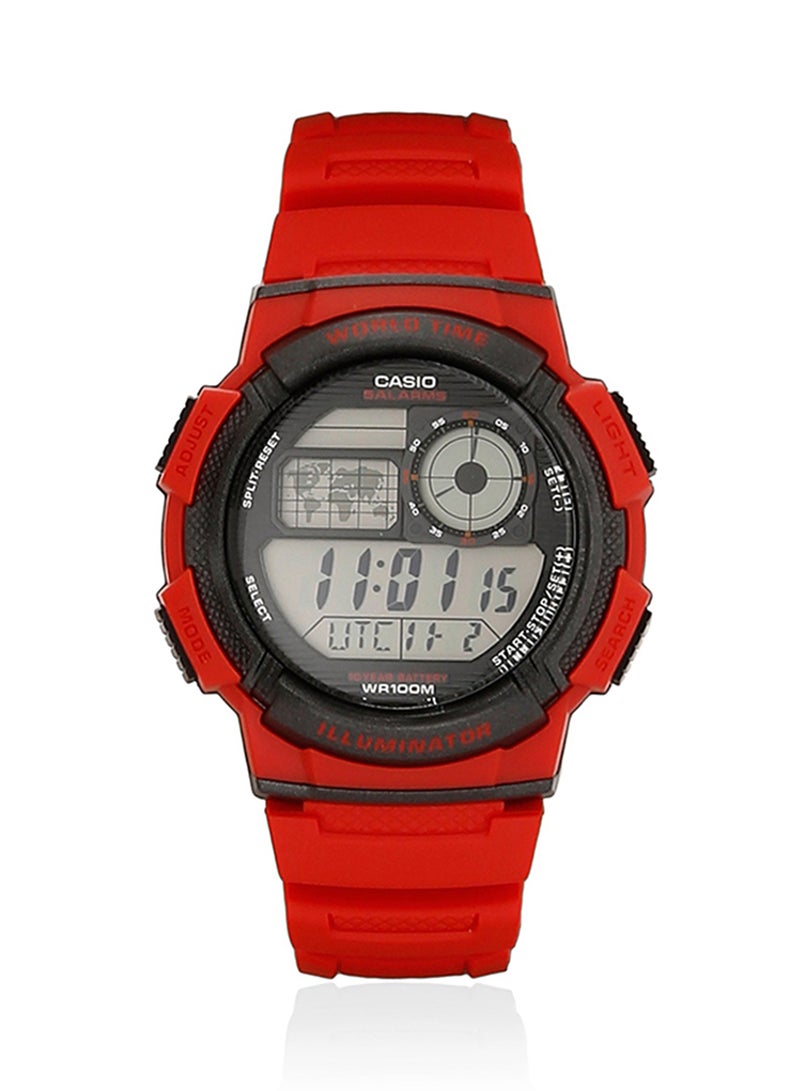 CASIO - Men's Rubber Digital Wrist Watch AE-1000W-4AVDF - 44 mm - Red - Image 1