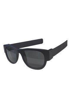 Folding Sunglasses, UV400 Protection, Trendy Design for Men & Women, Ultralight & Easy to Carry Foldable Sunglasses, Wrist Slapping Sunglasses that never fall off, Black Frame, Black Slap, Plain Lens