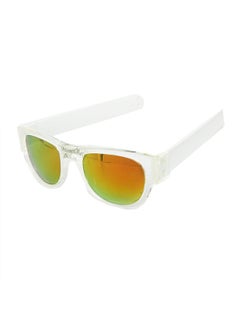 SlapSee Folding Sunglasses, UV400 Protection, Trendy Design for Men & Women, Ultralight & Easy to Carry Foldable Sunglasses, Wrist Slapping Sunglasses that never fall off, Clear Frame, White Slap, Multi Lens  - Image 1