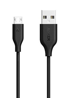 آنكر كابل شحن ومزامنة بيانات باور لاين بمنفذ مايكرو USB أسود  - Image 1