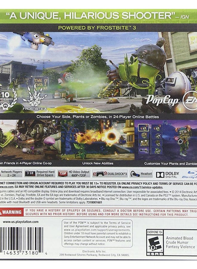 إي أيه لعبة الفيديو "Plants vs Zombies Garden Warfare" - متاحة لجميع المناطق - أركيد ومنصة - بلاي ستيشن 3 (PS3)  - Image 2