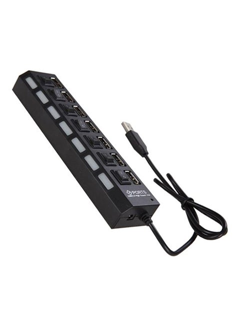 7-Port USB 2.0 Hub With Individual Power Switch And LED Indicator Black