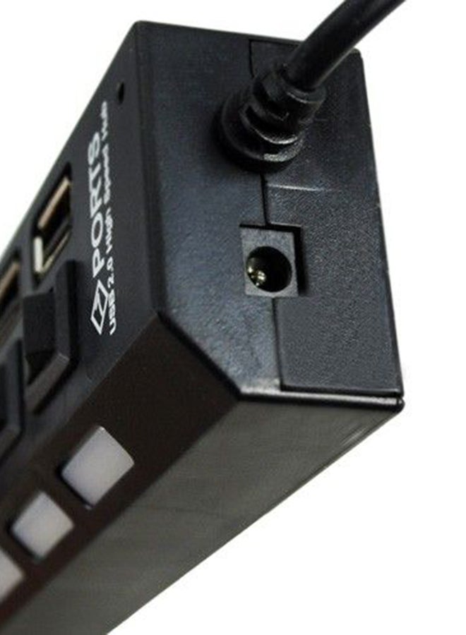 ماركة غير محددة - مُوزّع بـ 7 منافذ USB 2.0 مزوّد بمفتاح تشغيل أحادي خاص بكل منفذ مع مؤشر ضوئي بإضاءة LED أسود - Image 1