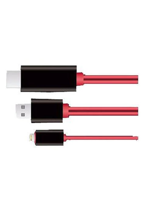 Lightning To HDMI TV AV Adapter Cable For Apple iPad/iPhone 6/6S/7 And 7 Plus Red