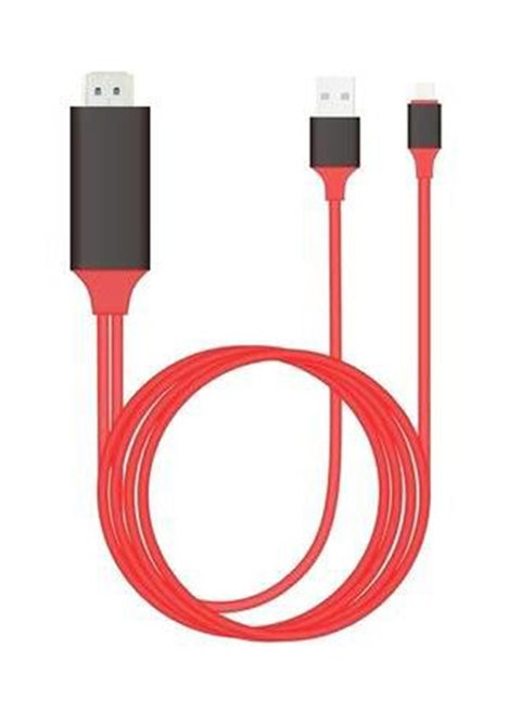 Lightning To HDMI HDTV TV AV Adapter Cord For Apple iPhone/iPad And iPod Red