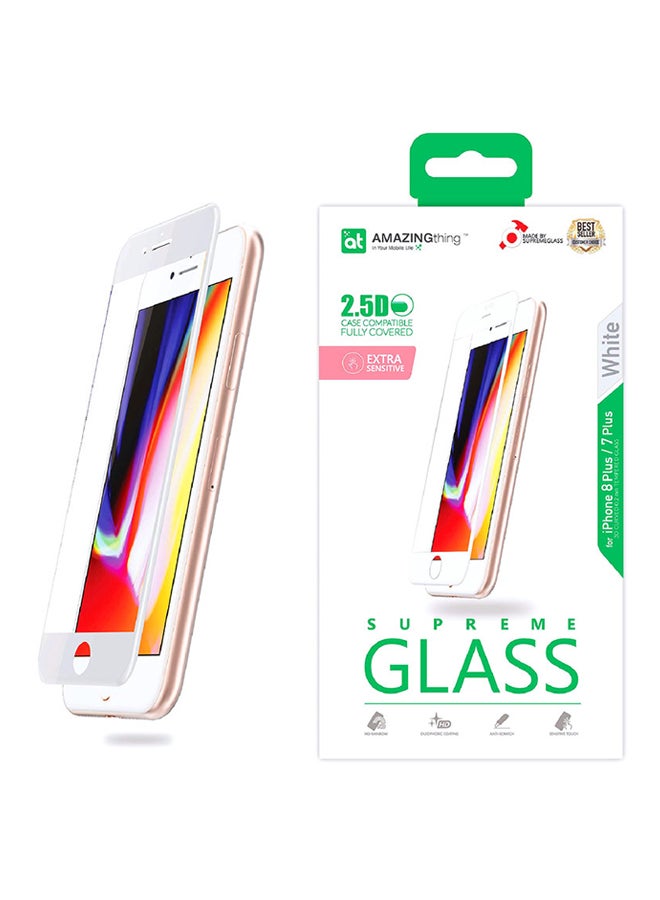 AMAZINGthing Fully Covered Supreme Glass Screen Protector For Apple iPhone 8 White 