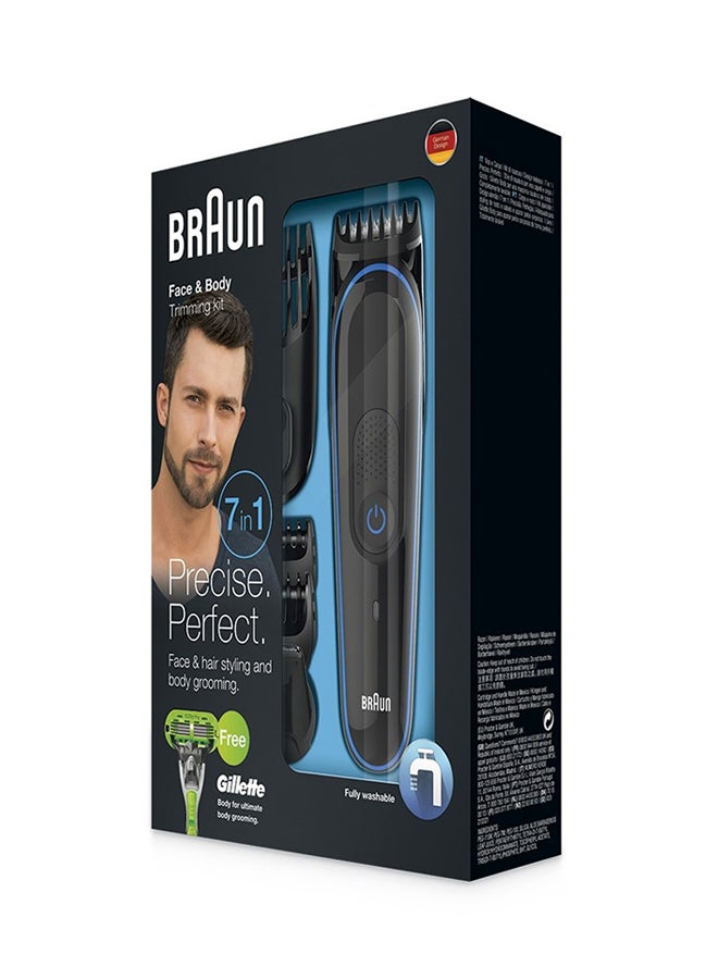 Beard Trimmer With Manual Razor Kit Black/Blue/Orange