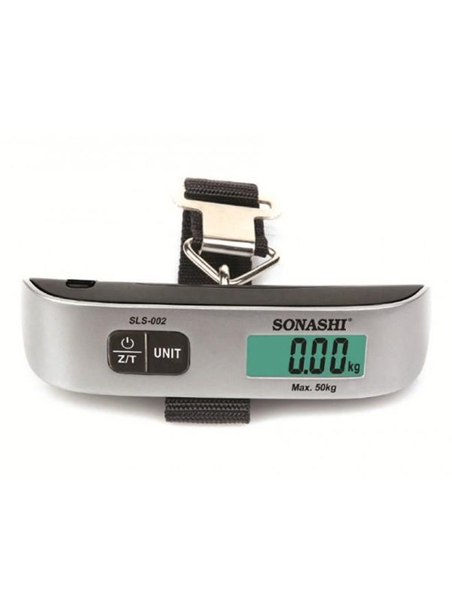 SONASHI Digital Luggage Scale with LCD Display  Portable Device with Max Capacity 50KG  Featured with Room Temperature Display Low Battery and Overload Indication  Ideal for all Luggage Bags SLS-002 Silver - Image 1