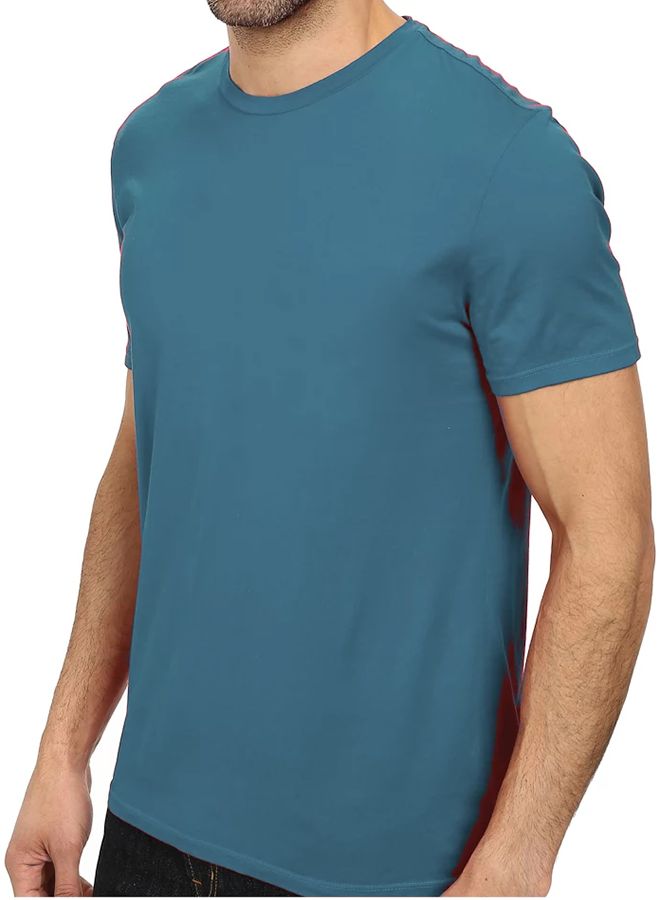 SANTHOME Round Neck Cotton T-Shirt Blue 