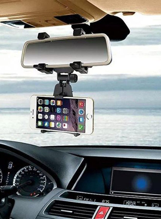 Universal Rearview Mirror Car Mount For Most Mobile Phones Black - Image 2