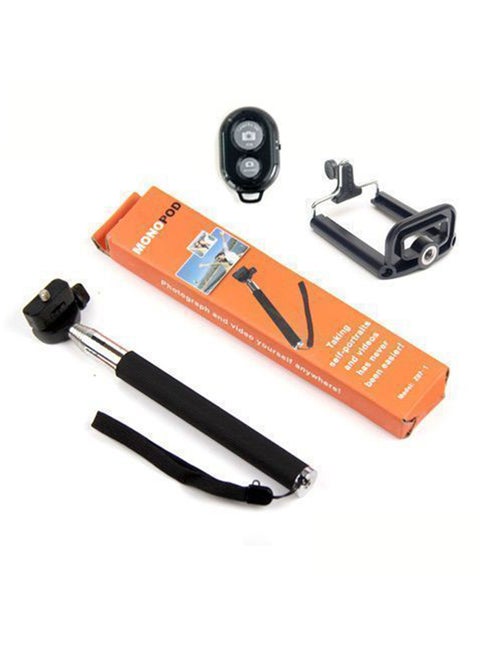 Extendable Handheld Selfie Stick Monopod Bluetooth Wireless Shutter For Phones Black/Silver