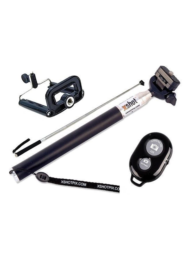Extendable Handheld Selfie Stick Monopod Bluetooth Wireless Shutter For Phones Black/Silver
