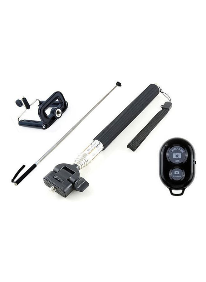 Extendable Handheld Selfie Stick Monopod Bluetooth Wireless Shutter For Phones Black/Silver