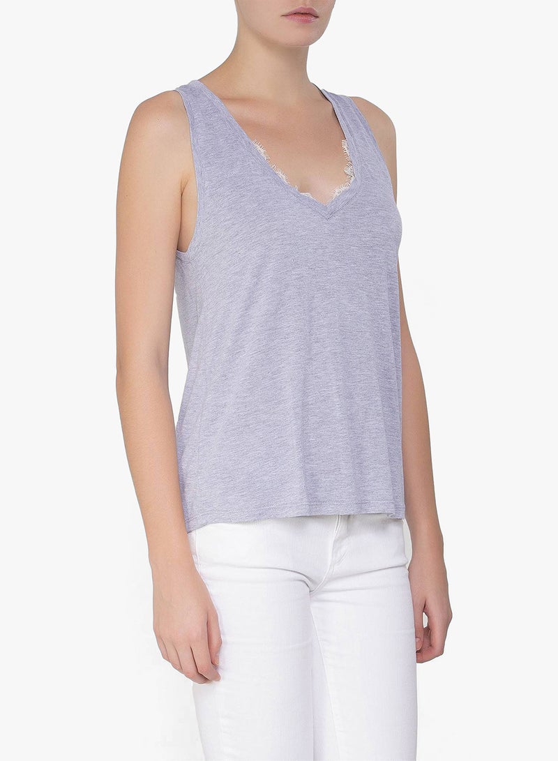 MYNE - Levi Lace Trim Tank Grey - Image 1