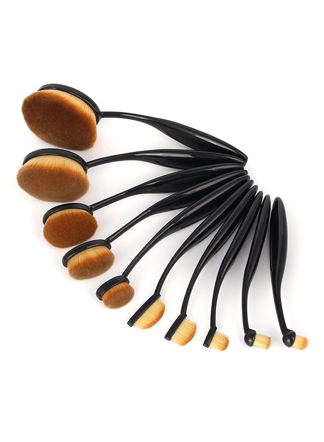 10-Piece Professional Makeup Brush Set Black/Brown - Image 1
