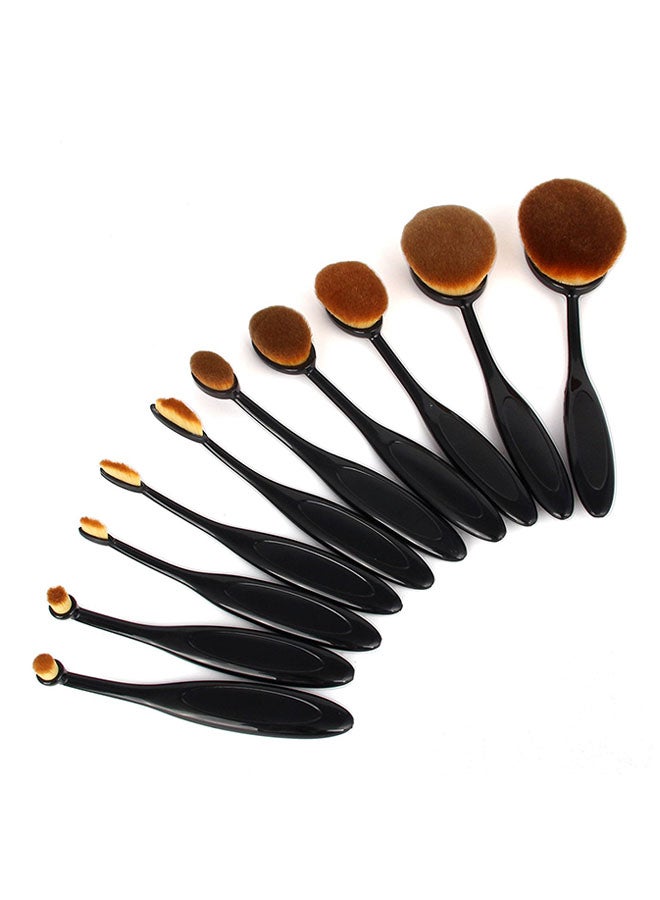 10-Piece Professional Makeup Brush Set Black/Brown - Image 2