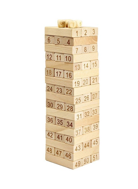 51-Piece Wooden Building Blocks Set Jenga Game Sturdy And Durable 51
