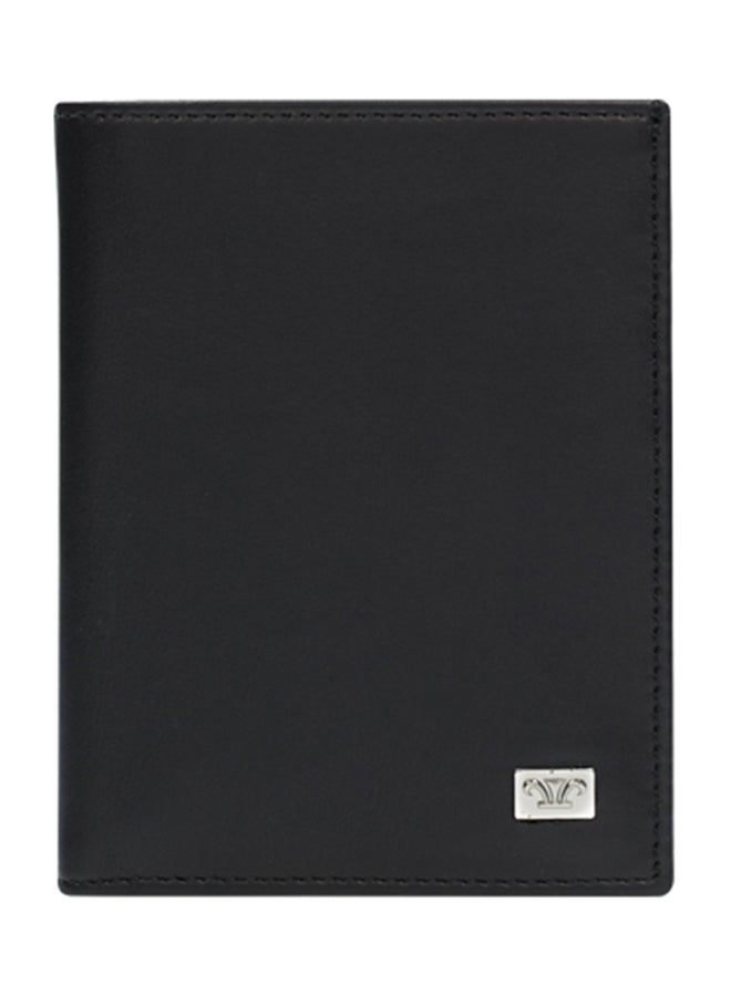 August Vertical Leather Wallet Black