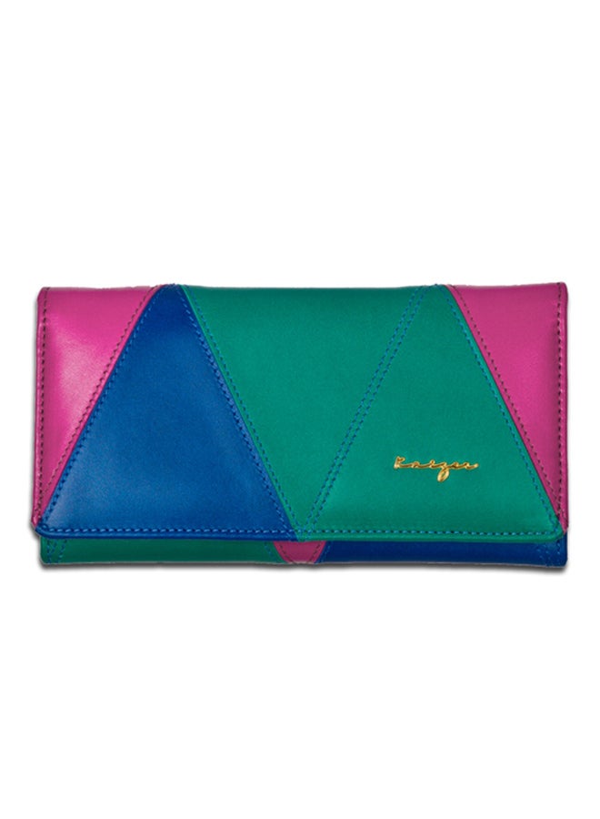 Kaizer Allure Leather Wallet Pink/Green/Blue  - Image 1