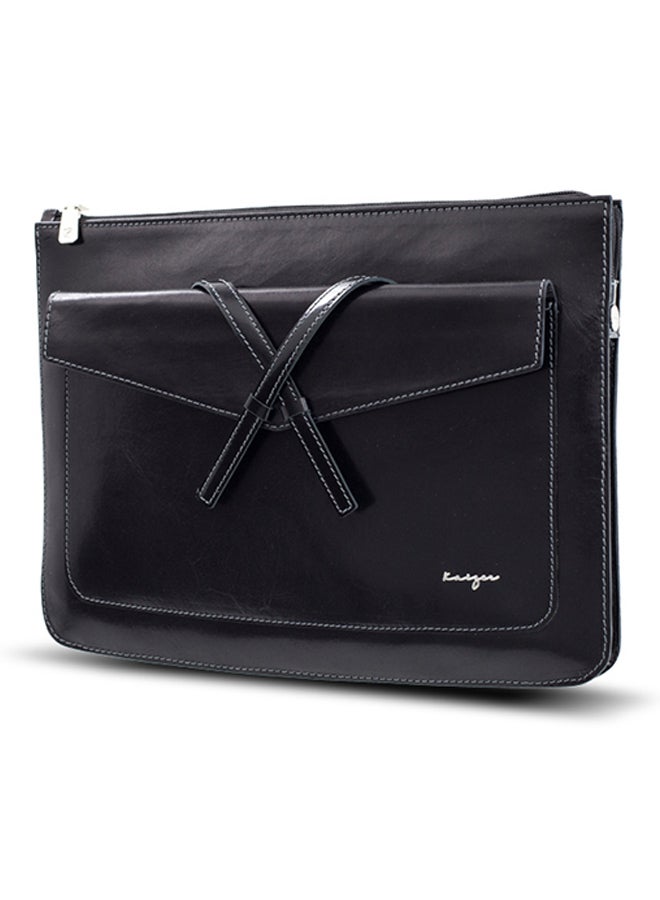 Kaizer Adroit Leather Document And Macbook Sleeve Black  - Image 3
