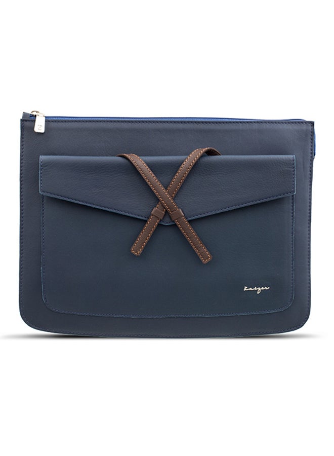 Kaizer Adroit Leather Document And Macbook Sleeve Dark Blue  - Image 1