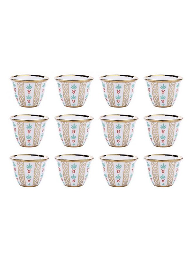 12-Piece Arabic Coffee Cup Set White/Gold 