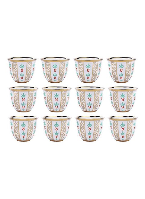 12-Piece Arabic Coffee Cup Set White/Gold