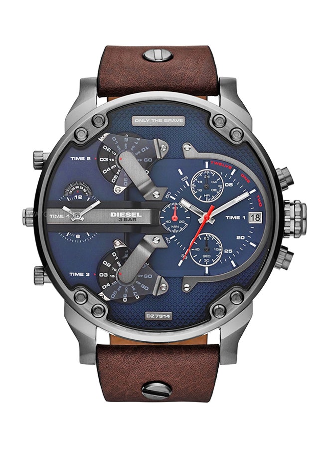 DIESEL Men's Mr. Daddy 2.0 Round Shape Leather Band Chronograph Wrist Watch 57 mm - Brown - DZ7314 - Image 1