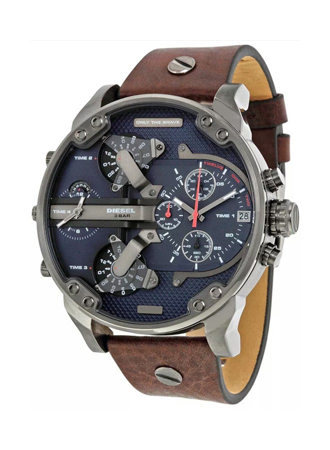 DIESEL Men's Mr. Daddy 2.0 Round Shape Leather Band Chronograph Wrist Watch 57 mm - Brown - DZ7314 - Image 5