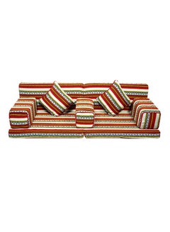 7-Piece Folding Majlis Sofa Set Red/Yellow 2meter