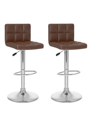 Set of 2 Bar Stools Brown/Silver - v1514200920/N12741341A_1