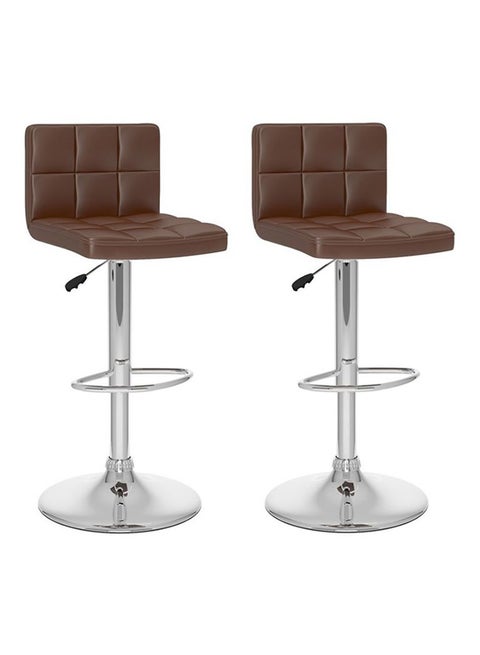 Set of 2 Bar Stools Brown/Silver