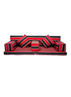 7-Piece Folding Majlis Sofa Set Red/Black 2meter