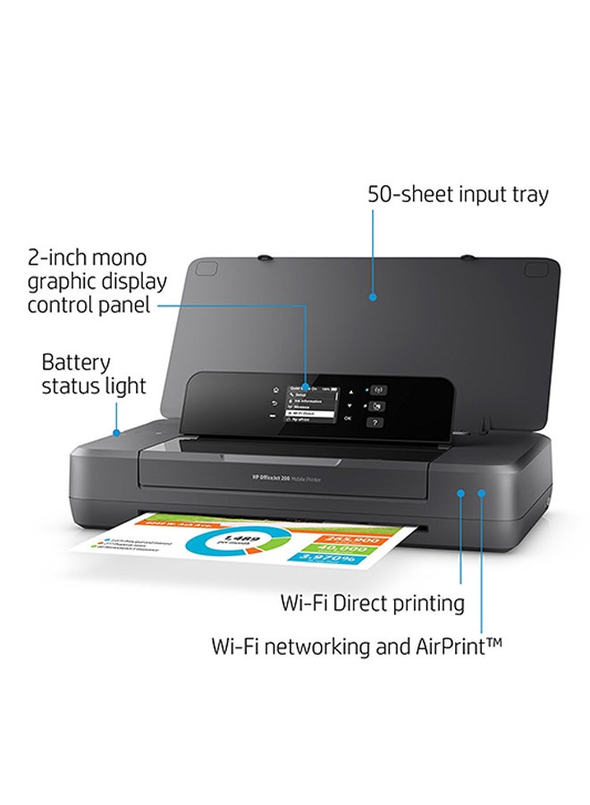 HP - OfficeJet 202 Color Portable Mobile Printer, Easy Business Printing, Up to 9 ppm Print Speed, Up to 1200 x 1200 dpi, Up to 50 Paper Input, 1 USB 2.0; Wi-Fi, Black - Image 1