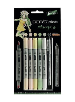 COPIC Set Of 6 Ciao Manga 6 Marker Multicolour 