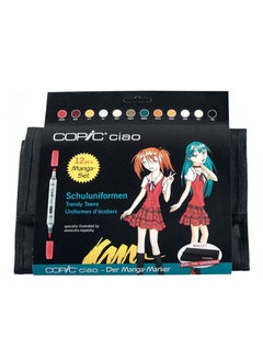 COPIC Set Of 12 Ciao School Uniform Marker In Wallet Multicolour 