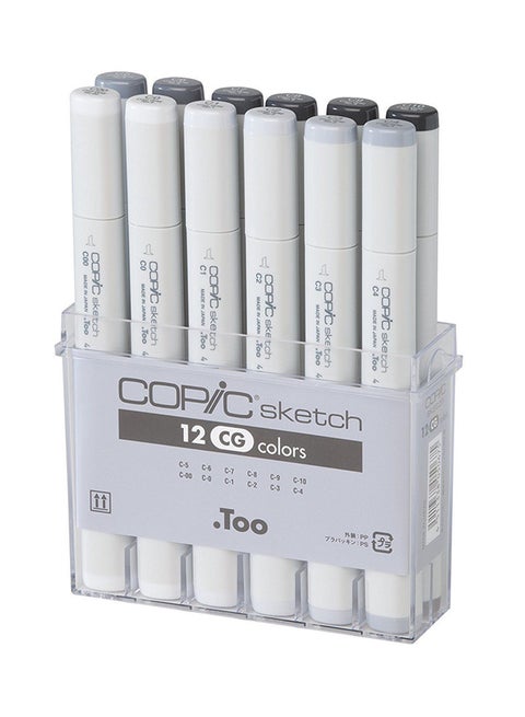 Set Of 12 Marker Set Cool Grey