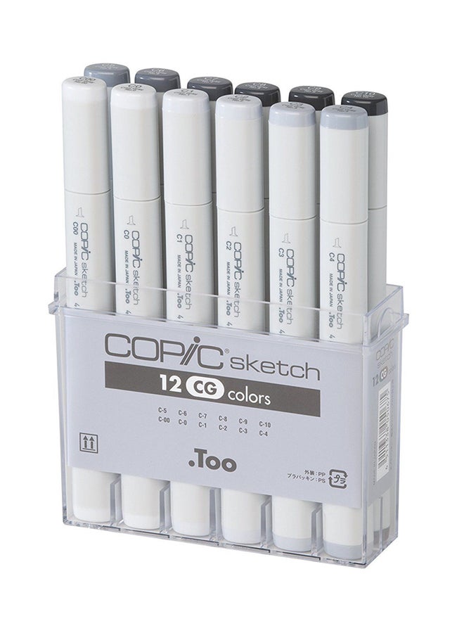 Set Of 12 Marker Set Cool Grey